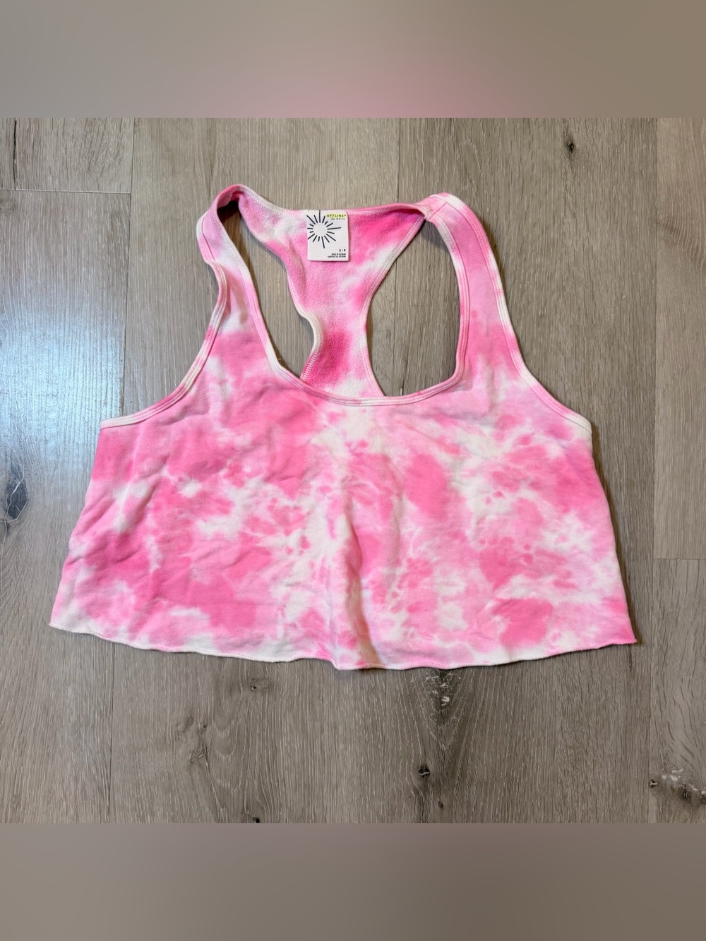 Aerie OTT Pink Tie-Dye Racerback Crop Tank